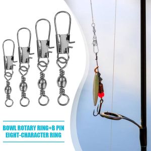 SOTOP 100PCS/pack Fishhook Fishing Bearing Fishing Line Connector Swivels Solid Rings Fishing Tool Fishing Connector Barrel Rolling Solid Rings Swivel Pin Bearing