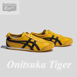 Original Tiger Shoes Classic Yellow/Black Vintage MEXICO 66™ Mens and Womens Leather Non-slip Wear Resistant Comfortable Stylish Casual Sneakers DL408-0490