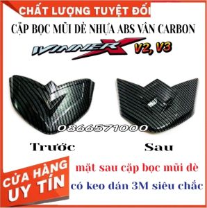 [Winner X V2 V3] Ốp Tay Dắt (Ốp Cảng Sau) Cặp Bọc Mũi Dè Nhựa Abs Vân Carbon Cho Honda Winner X v2 v3 Đời 2019 đến 2023 (Ảnh tự chụp)