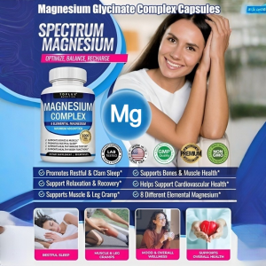 Magnesium Glycinate Complex Capsules Supports Muscles/ Heart/ Bones Help Natural Sleep Relieves Anxiety Mineral Supplement For Women Men甘氨酸镁