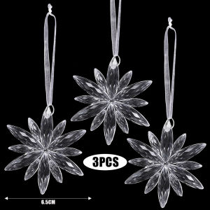 6Pcs Crystal Clear Snowflake Christmas Tree Pendants Icicle Decorations For Holiday Winter Party Transparent Hanging Ornament