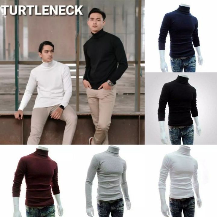 KAOS RIB KERAH TINGGI BAJU KAOS TURTLENECK TURTLE NECK PRIA