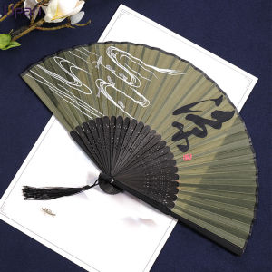 พัด ขนาด8นิ้ว พัดสีเขียวจิ๋วด้ามจับสีขาวดำ พัดจีนสวยๆ พัดจีนเต้นรำสีสันสะดุดตาลายน่ารัก พัดจีนโบราณ