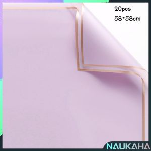 NAU.K 20 Sheets Gold Edge Flower Wrapping Paper DIY Crafts Fresh Bouquet Wrap Gift Box Packaging
