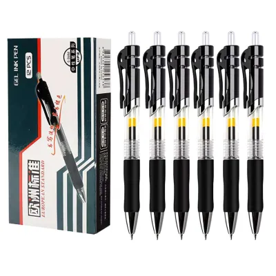 12pcs/set 0.5 mm push neutral black ballpen Quick Drying Ballpen Signature Pen School supplies Stationery