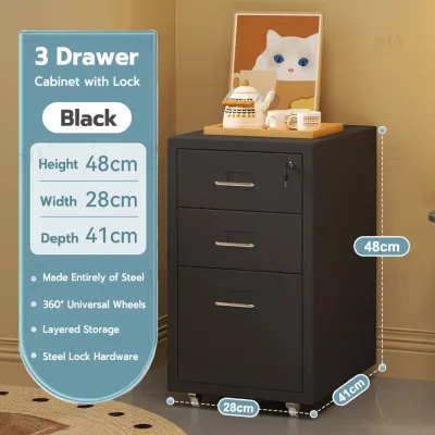 SIV 3-8 Metal Drawer Cabinet Locker Asrama Mobile File Cabinet with Wheels Home Office Storage Dresser Cabinet Steel Furniture