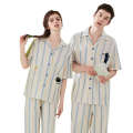 Men's Pajamas Lyocell Tencel Cotton Pajamas Women, Suit For Men, Men's Summer Thin Short-Sleeve Vertical Stripe Home Wear From Nantong. 