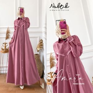 Amara by Nabtik Gamis Maxi Dress Bahan Rose Crepe LD 110 PB 140