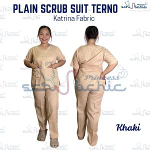 PSC Khaki Katrina Plain Scrub Suit Terno for Men & Women/ Canadian-Katrina/Medical nurse vet yay