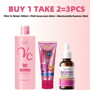 【Buy 1 Take 2】 Pink Vitamin C Skin Rejuvenation Toner 500ml + Niacinamide Whitening Essence To Shrink Pores And Reduce Dull Skin 30ml + Tinted Rose Tinted Sunscreen Spf 90+ + Vitamin C Toner Remove Melasma 500ml