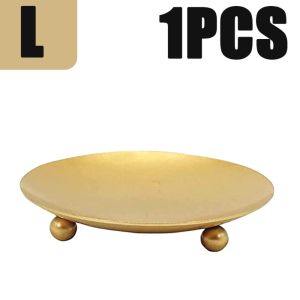 MODERNLUX 1Pc Đen như sắt Giá đỡ nến Màu vàng Đế khay Nến trang trí  Hình tròn Trang trí nhà cửa