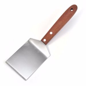 QUA Wooden Handle Pancake Cooking Utensil Fried BBQ Shovel Cooking Turner Fish Spatula Kitchen Accessories