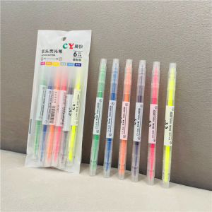Hami 6 Colors Highlighter Pen Macaron Morandi Candy Color Mark Pens For Making Notes Drawing Stationery