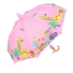Cute Cartoon Kids Umbrella Long Handle UV Protection Sunscreen & Rain Umbrella for Boys Girls