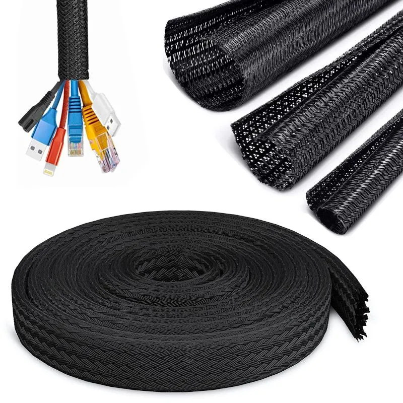3mm-38mm Pet Expandable Braided Split Sleeve Cord Protector Wire Loom  Tubing Cable Sleeve Split Sleeving for USB Cable Power Cord Audio Video  Cable