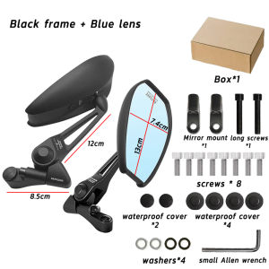 BenMaxx Side Mirror Fully Cast Alloy Adjustable SIDE MIRROR with screws HD Blue Lens Universal Motorcycle Side Mirror Anti glare HD vision Adjustable rear view mirror