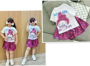 12-45kg bộ váy có quần trong cho bé gái thun coton xuất vải đẹp thấm hút mồ hôi 500