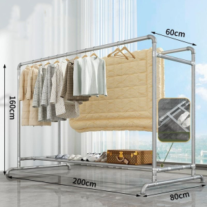 Jemuran Baju Stainless Kuat Besar Jemuran Baju Besi Gantungan Baju Berdiri Besar 220*80*160cm