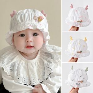 CHARRISSA Spring Summer Baby Bucket Hats 0-6M Cotton Girl Boy Bonnet Cap Ins Antler Baby Fisherman Cap For Infant