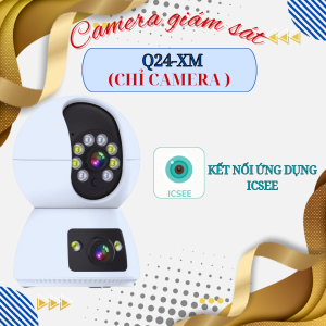 Camera trong nhà iCSee Q24-XM - 2 mắt 2 khung hình - Đàm thoại hai chiều- Báo động âm thanh ánh sáng-  Nhận diện con người- Cảnh báo chuyển động- Độ phân giải Full HD
