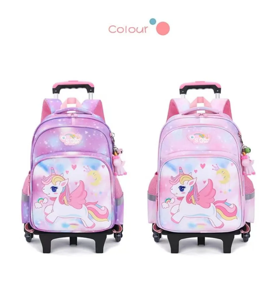 Mochila Con Ruedas Para Escuela | Trolley Desmontable, Impermeable, Con 6 Ruedas Y Correas Acolchadas