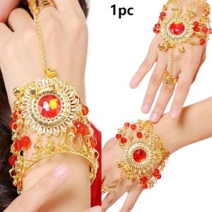 LE6Y 1pc/1pair Fashion Indian Dance Performance Bracelet Multicolors Free Size Belly Dance Costumes Diamond Bracelet Performance Accessories Stage Performance Ring For Girl Bead Show