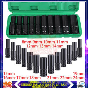 【Stok Tersedia】10PCS Impact Mata 1/2 Inch 8-24mm Kunci Shock Impact Socket Set ORIGINAL