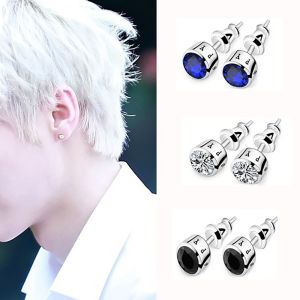 QIWANBA19 เรียบง่าย สง่างาม อินเทรนด์ ผู้หญิง เงางาม ต่างหูสำหรับผู้ชาย ทองแดง ต่างหูคริสตัล เครื่องประดับแฟชั่น ต่างหูสตั๊ด