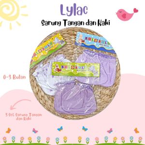 3 Set (12pcs) Sarung Tangan dan Kaos Kaki Bayi Newborn Lilac Series Bolo Bolo 0-3 Bulan