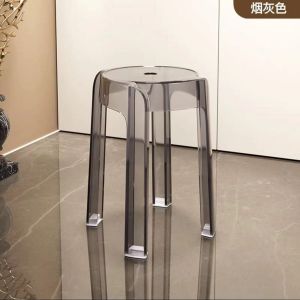 Ready Stock Household acrylic stool can be stacked round stool Nordic high footstool whirlwind stool