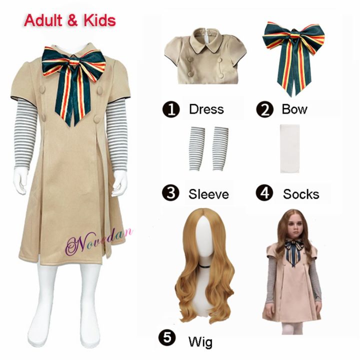 Adult Kids M3GAN Cosplay Costume Wig Megan Dress AI Doll Robots