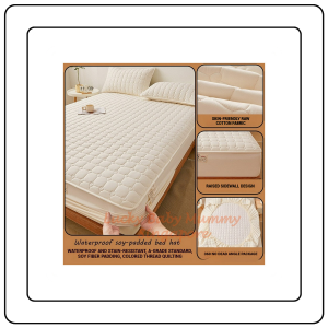 【JJ HOME】Waterproof Fitted Bedsheet / 360° Full-Wrap Mattress Protector/ Washable Soy Fiber Quilted Sheet