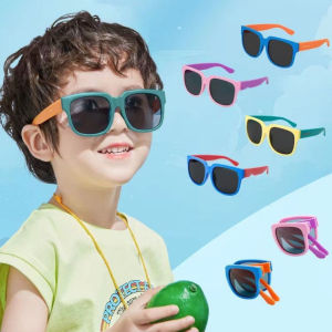 COD New fashion folding sunglasses for boys and girls outdoor UV protection sunscreen childrens folding sunglasses small boxGFDSGFG
