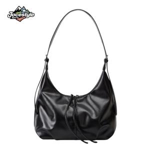 ผู้หญิง PU หนัง Underarm ไหล่กระเป๋าซิปสีทึบไหล่กระเป๋า Retro รักแร้กระเป๋าสำหรับ Dating School Shopping