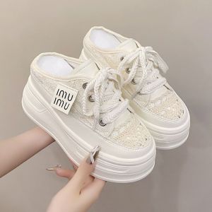 [Free Shipping] WomenS Thick-Soled Slip-On Sandals For Summer 2026 Featuring A Platform Sole Versatile Design Breathable Mesh And A Height-Enhancing Effect Perfect For Casual Wear