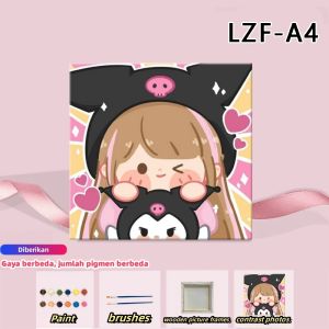DIY Paint By Numbers Kit 1 Set Number Canvas Board | LABUBU Kanvas Alat Lukis With Frame Digital Painting Landscape Cartoon