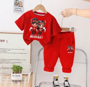 SETELAN KAOS HUT RI KE-80 ANAK LAKI-LAKI DAN PEREMPUAN/SETELAN 17 AGUSTUS ANAK USIA 1-10 TAHUN MODEL TERBARU 2025