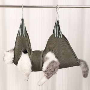 OUTOPEN With Hooks Cat Grooming Hammock Household Hanging Dog Grooming Sling Multifunctional Elastic Pet Hammock Restraint Bag Kitten Accessories