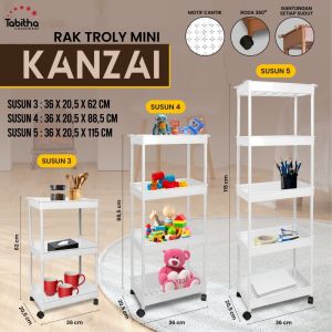 Kanzai Rak Susun Platik Murah Serbaguna Lemari penyimpanan barang dengan roda troly 4 susun