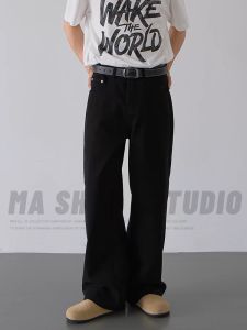 กางเกงยีนส์ผู้ชายขายาวกางเกงยีนส์ทรงกระบอกย้อนยุคผ้าทรงหลวมทรงกระบอกใหญ่สไตล์เกาหลี