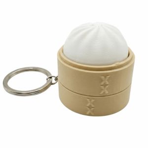 BMFUEW Crisp Click Sound Dumpling Keyboard Keychain Portable Design Weave Pattern Steam Bun Pendant Bag Charm Soft Simulation Steamed Bun Fidget Keychain School Teacher Gift