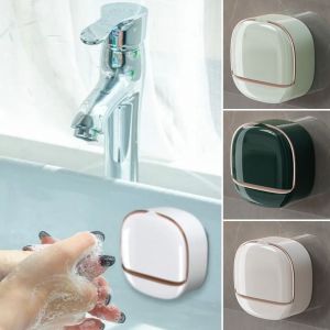 VERMILL Waterproof Soap Dish Punch-Free With Drainage Box Soap Holder Fashion Wall Mounted Bathroom Accessories