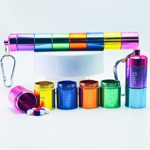 Rainbow Sealed Waterproof 7 Days Split Aluminum Alloy Metal Pill Box Metal Pill Organizer Medicine Organizer