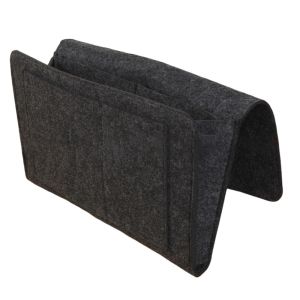 UUMIR Anti-slip Felt Storage Bag with Pocket Large Capacity Bedside Hanging Bag  Remote Holder for CD Magazines Pad Mobile Phones Sundries