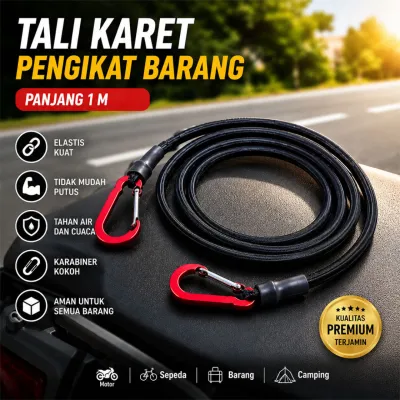 Tali karet pengikat barang motor panjang 1 meter Elastic Cord Strap
