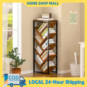 9 Tier Tree Bookshelf with Top Shelf Wooden Floor Standing Book Storage Organizer for Home Office Living Room Bedroom