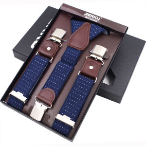 New Mans Suspenders 3 Clips Leather Braces Casual Suspensorios Trousers Strap 3.5*120cm Gift For Dad High Quality Tirantes h260606