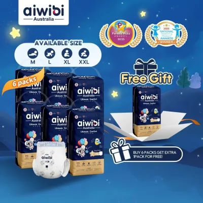 (6 Free 1 Packs!) Aiwibi Ultimate Comfort Diaper Pant Specialized for Nighttime Large Pack M48/L44/XL40/XXL36