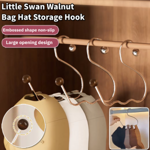 Little Swan Walnut Bag Hat Storage Hook Non-marking Non-slip Hat Hanger  Scarf Towel Tie Hanging Rack 包包帽子收纳挂钩