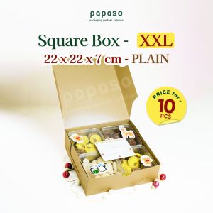 (isi 10pcs) Dus Dos Box Kotak Roti Kue 22x22x7cm Kraft Full Laminating 1 Sisi SB-XXL-PLAIN